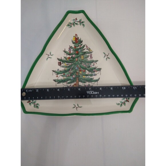 Spode Christmas Tree Plate 11" Triangle Serving Platter Dish Tray England - Picture 6 of 13